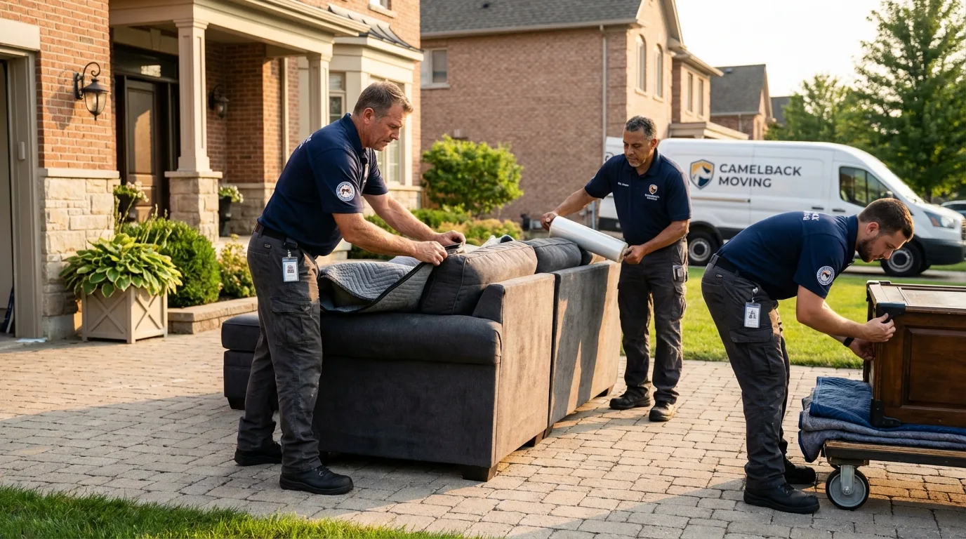 Large estate moving crew wrapping furniture in Beverly Hills, CA